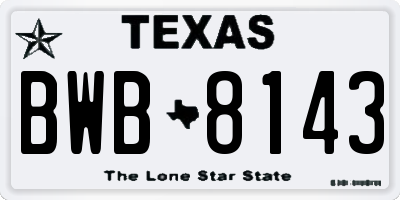 TX license plate BWB8143