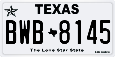 TX license plate BWB8145