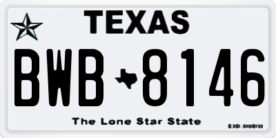 TX license plate BWB8146