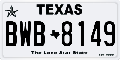 TX license plate BWB8149