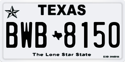 TX license plate BWB8150