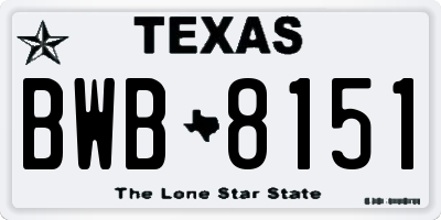 TX license plate BWB8151