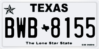 TX license plate BWB8155