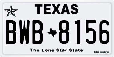 TX license plate BWB8156