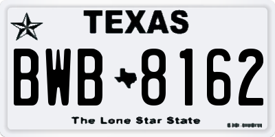 TX license plate BWB8162