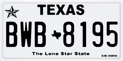 TX license plate BWB8195