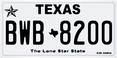 TX license plate BWB8200