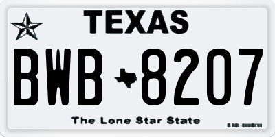 TX license plate BWB8207