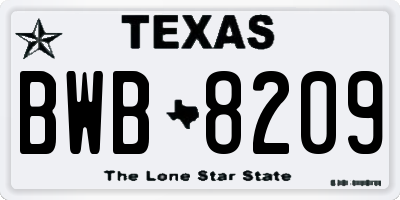 TX license plate BWB8209