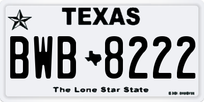 TX license plate BWB8222
