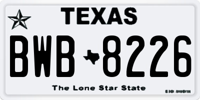 TX license plate BWB8226