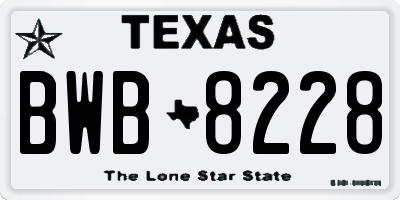 TX license plate BWB8228