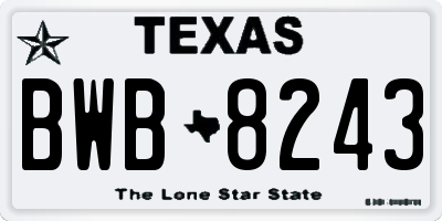 TX license plate BWB8243