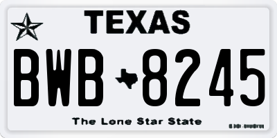 TX license plate BWB8245
