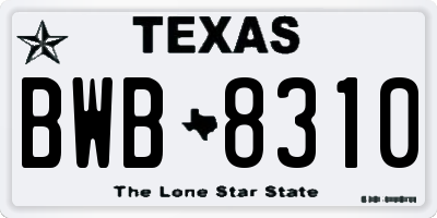 TX license plate BWB8310