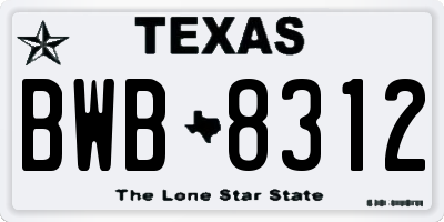TX license plate BWB8312