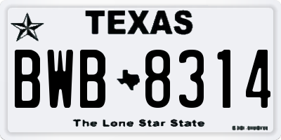 TX license plate BWB8314