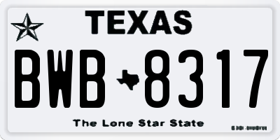 TX license plate BWB8317