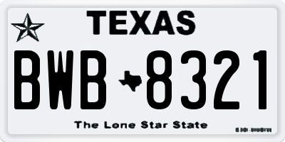 TX license plate BWB8321