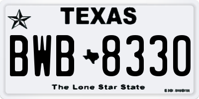 TX license plate BWB8330