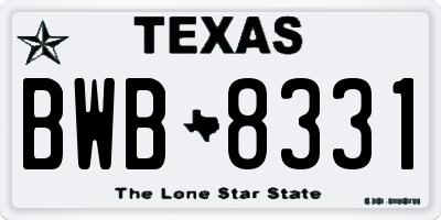 TX license plate BWB8331