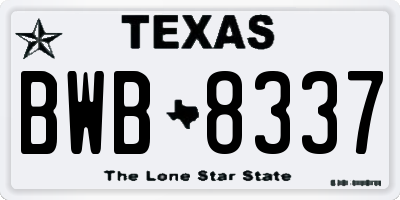 TX license plate BWB8337