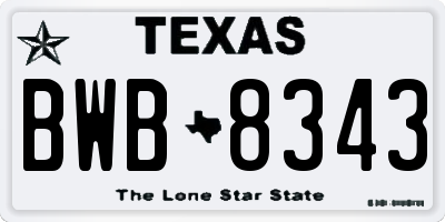 TX license plate BWB8343