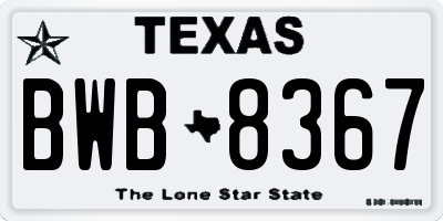 TX license plate BWB8367