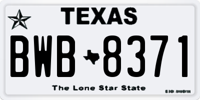 TX license plate BWB8371