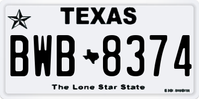 TX license plate BWB8374