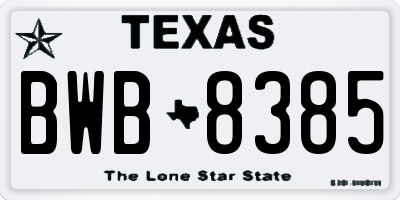 TX license plate BWB8385