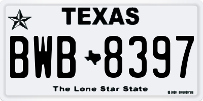 TX license plate BWB8397
