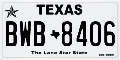 TX license plate BWB8406
