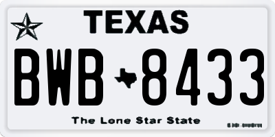 TX license plate BWB8433