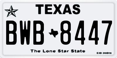 TX license plate BWB8447