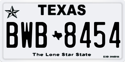 TX license plate BWB8454