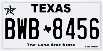 TX license plate BWB8456