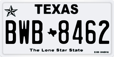 TX license plate BWB8462