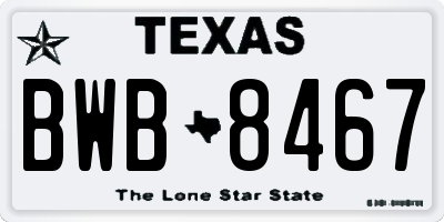 TX license plate BWB8467