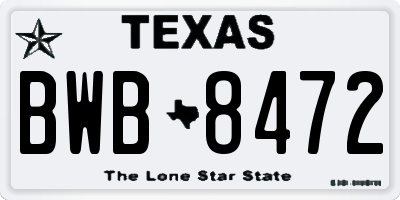 TX license plate BWB8472