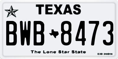 TX license plate BWB8473