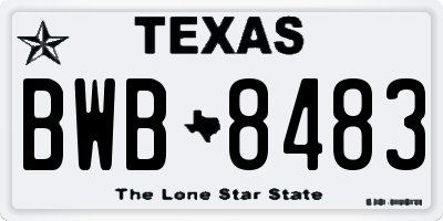 TX license plate BWB8483