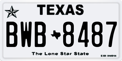 TX license plate BWB8487
