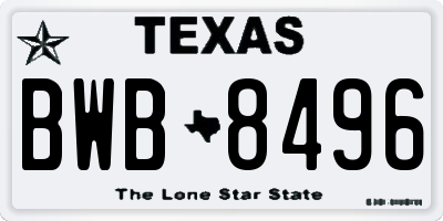 TX license plate BWB8496
