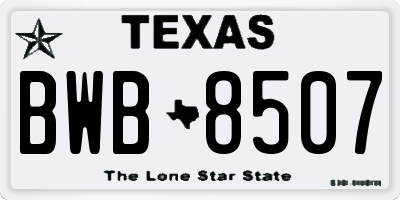 TX license plate BWB8507