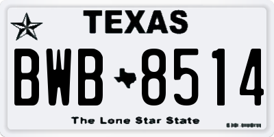 TX license plate BWB8514