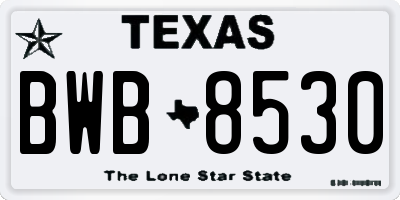 TX license plate BWB8530