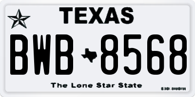 TX license plate BWB8568