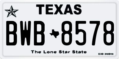 TX license plate BWB8578