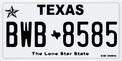 TX license plate BWB8585